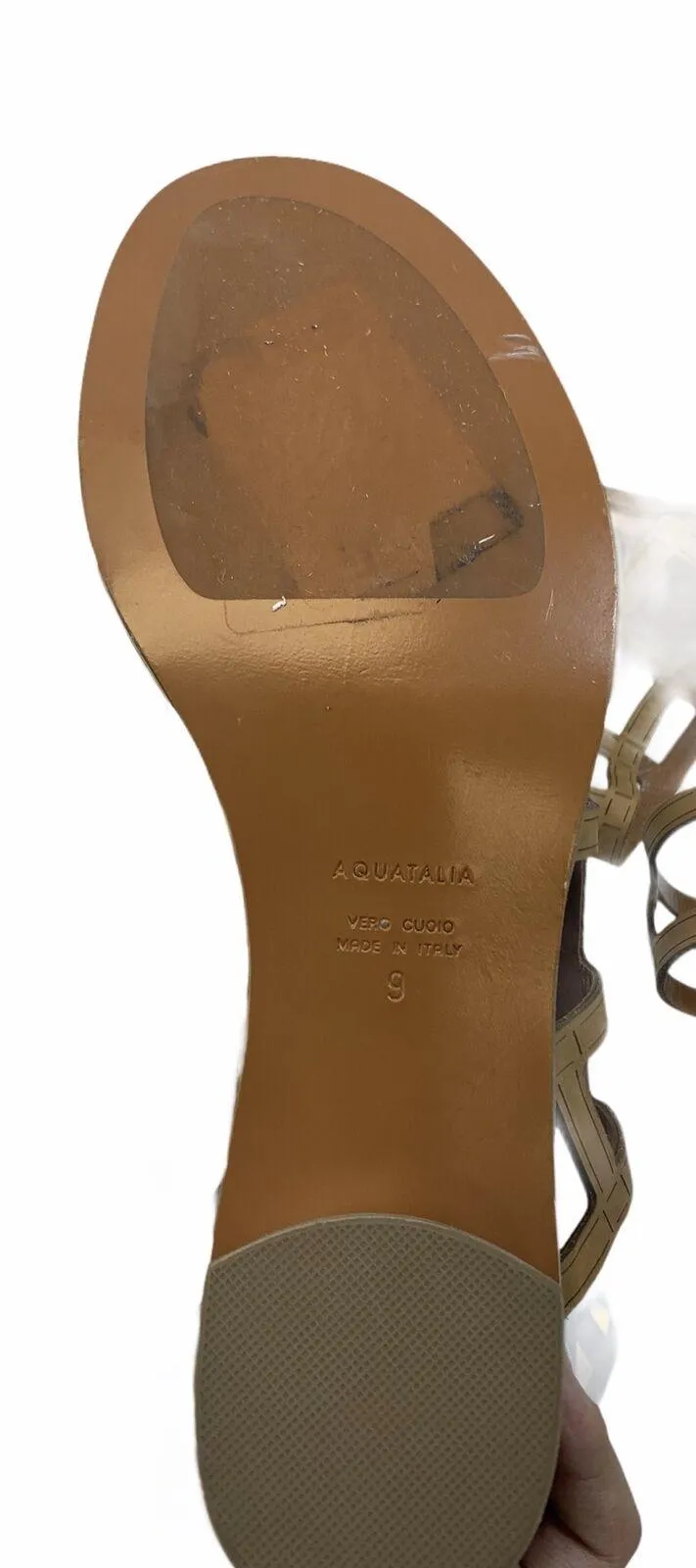 Aquatalia Gladiator Leather Rianna Caged Ankle Strap Sandals 9 Made in Italy