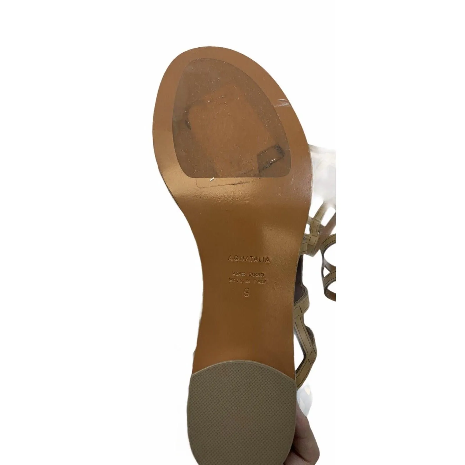 Aquatalia Gladiator Leather Rianna Caged Ankle Strap Sandals 9 Made in Italy