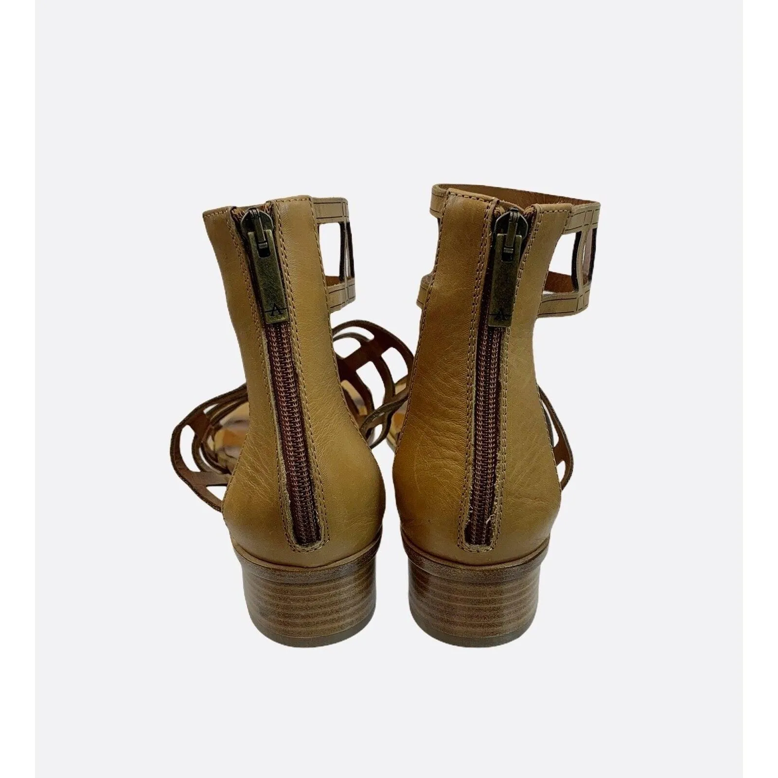 Aquatalia Gladiator Leather Rianna Caged Ankle Strap Sandals 9 Made in Italy
