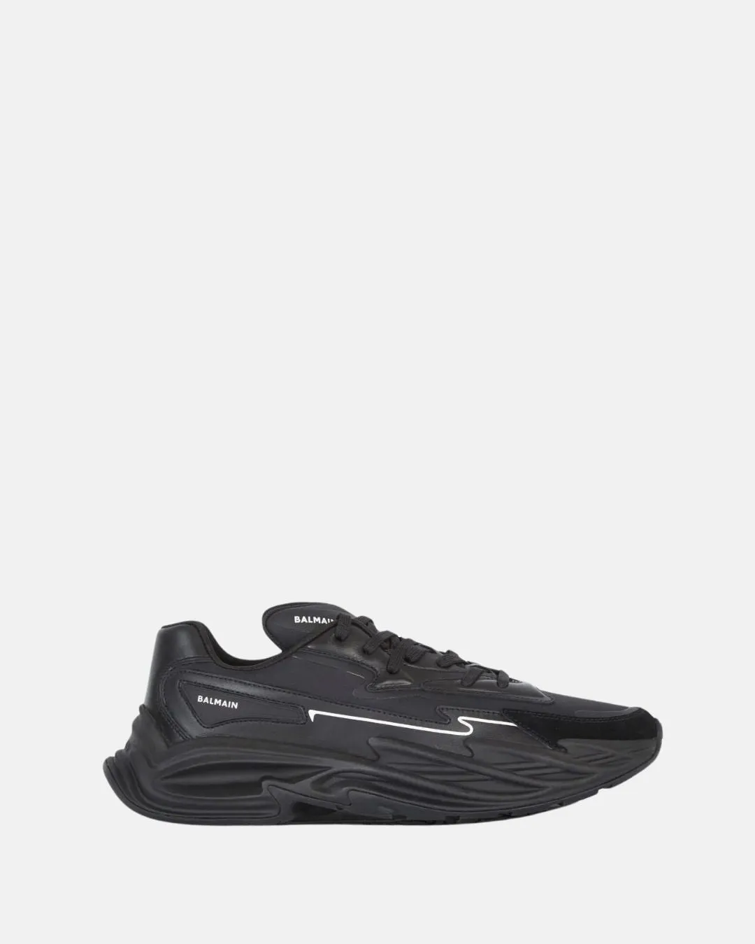 Balmain Run-Row Leather Trainers Black