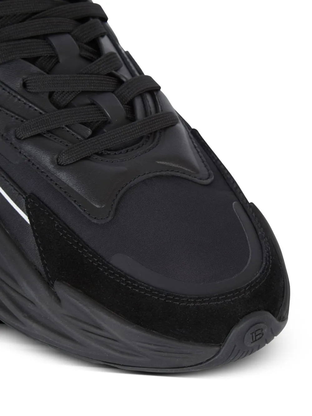 Balmain Run-Row Leather Trainers Black