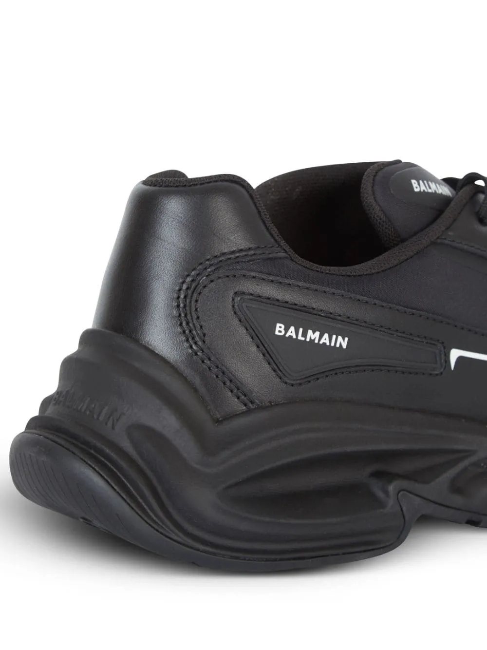 Balmain Run-Row Leather Trainers Black