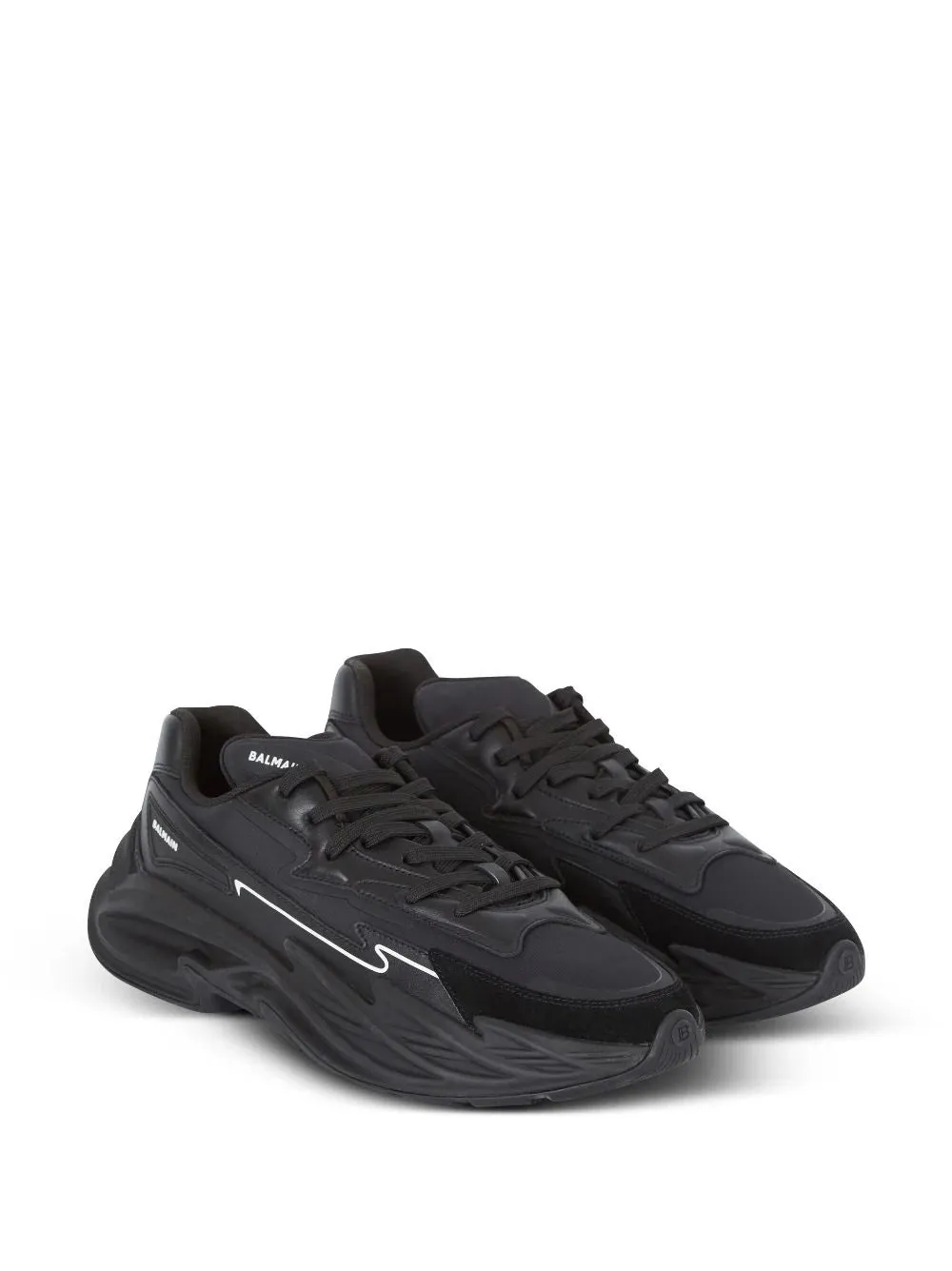 Balmain Run-Row Leather Trainers Black