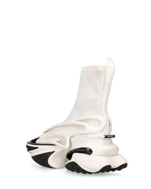 Balmain Unicorn High-Top Trainers In Mesh And Leather White