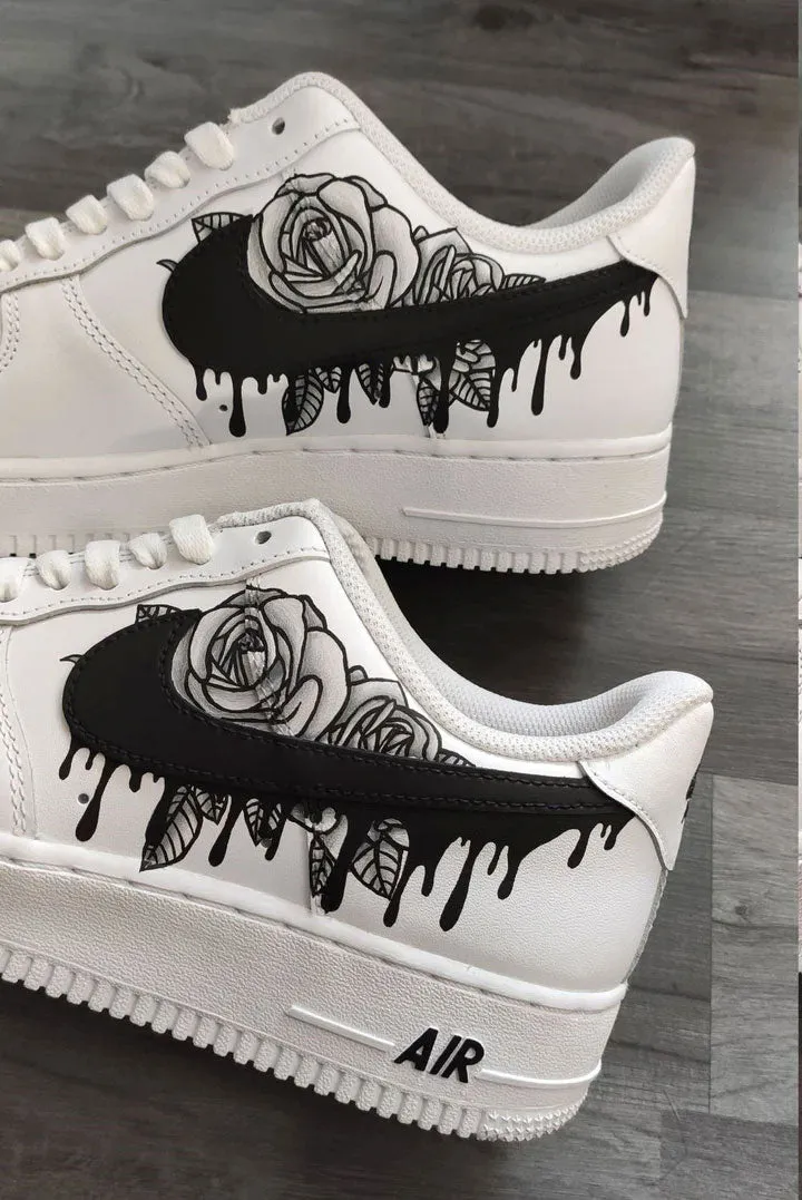 Black Punk Rose Drip Custom Air Force 1