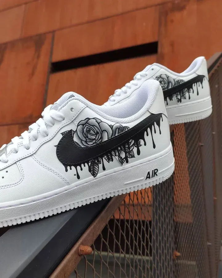 Black Punk Rose Drip Custom Air Force 1