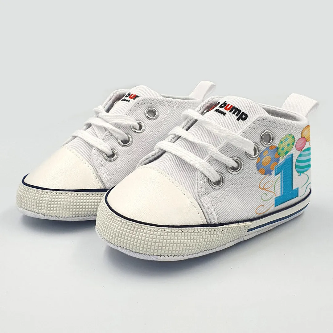 Boys First Birthday Print Baby Bump Shoes