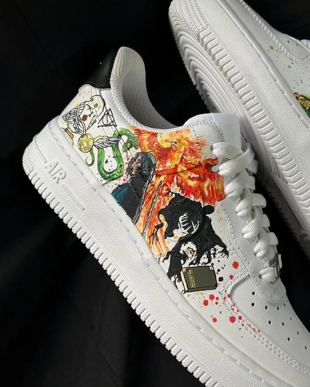Cartoon Castle Phoenix Orange Black Green Custom Air Force 1