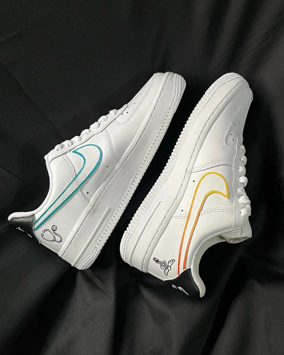 Cartoon Castle Phoenix Orange Black Green Custom Air Force 1