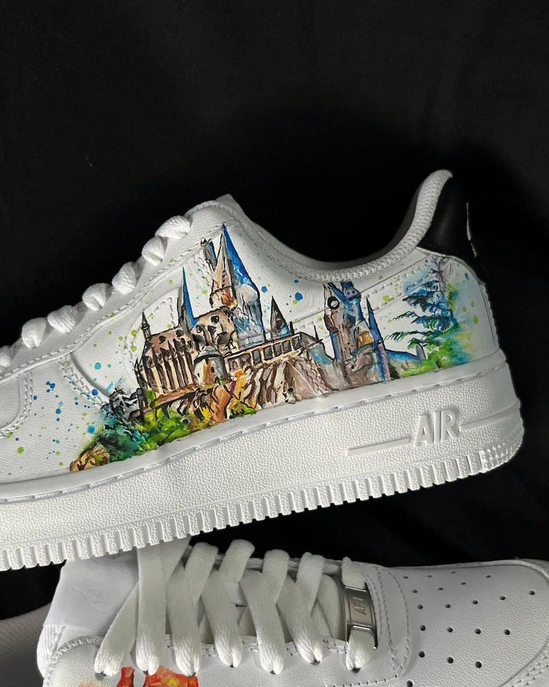 Cartoon Castle Phoenix Orange Black Green Custom Air Force 1