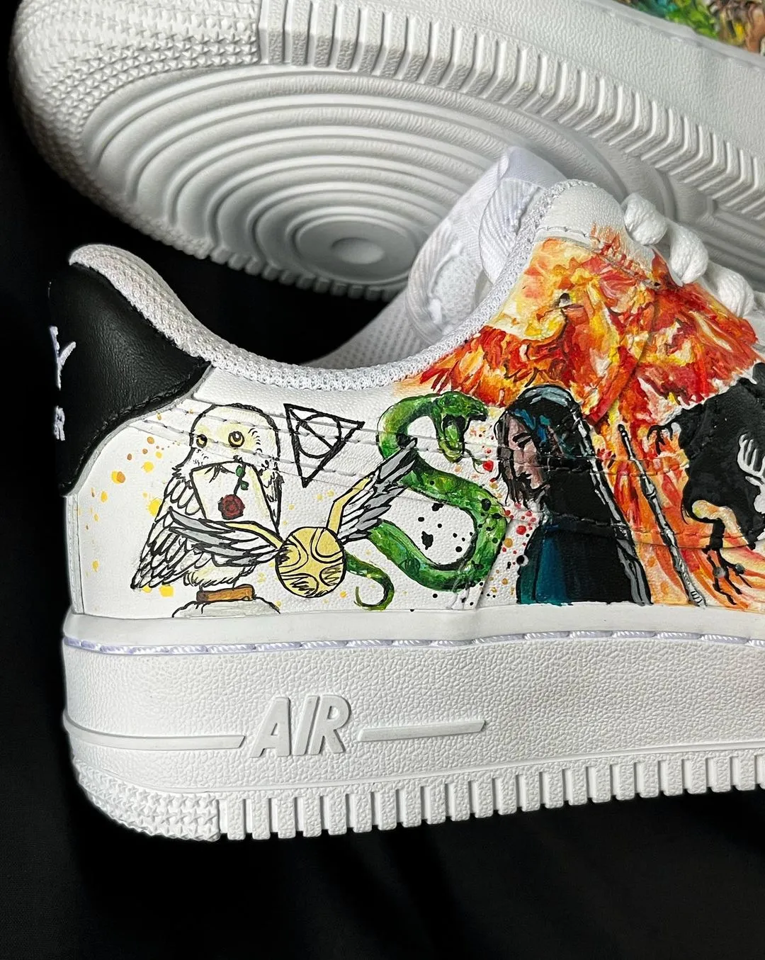 Cartoon Castle Phoenix Orange Black Green Custom Air Force 1