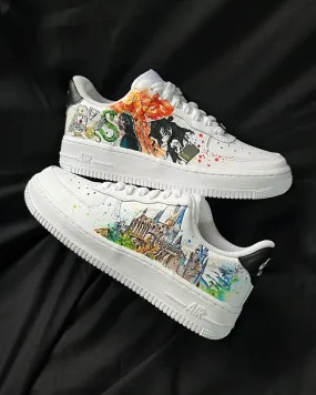 Cartoon Castle Phoenix Orange Black Green Custom Air Force 1