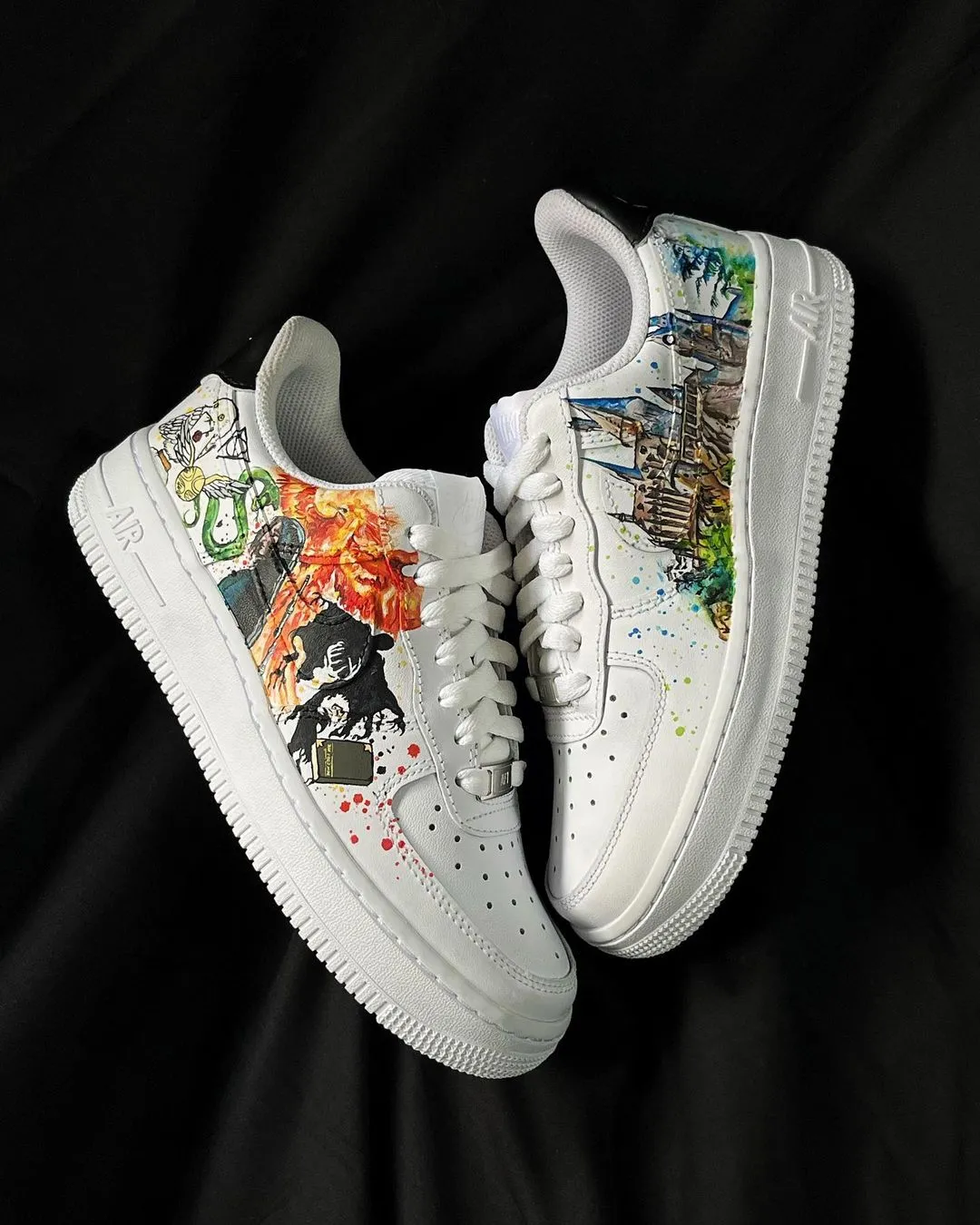 Cartoon Castle Phoenix Orange Black Green Custom Air Force 1