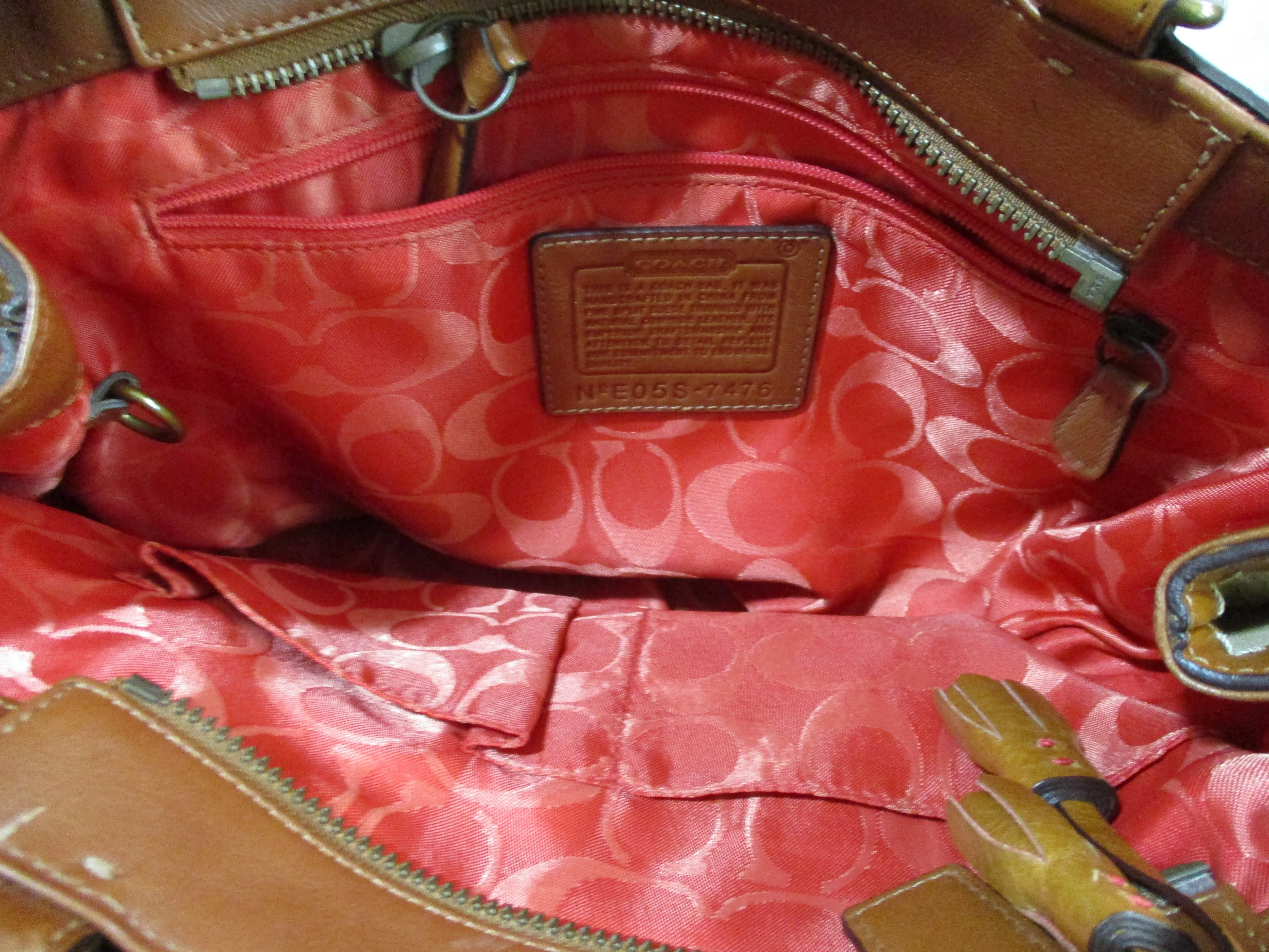 COACH 7476 HAMPTON TASSEL Tote Shoulder Bag Purse CAMEL