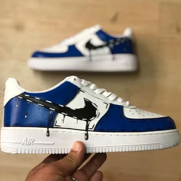 Deep Blue Drip Graffiti Custom Air Force 1