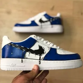 Deep Blue Drip Graffiti Custom Air Force 1