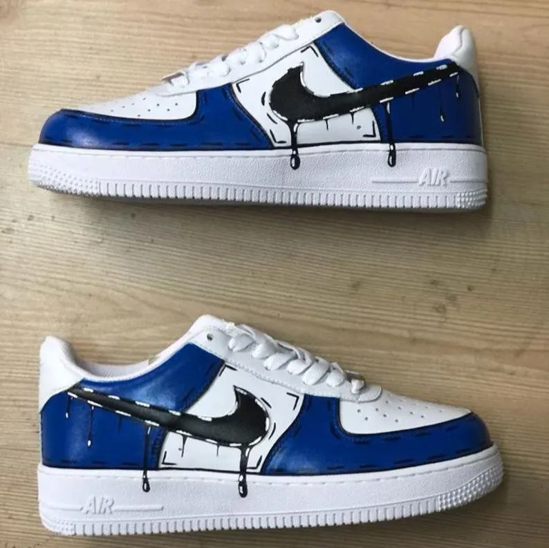 Deep Blue Drip Graffiti Custom Air Force 1