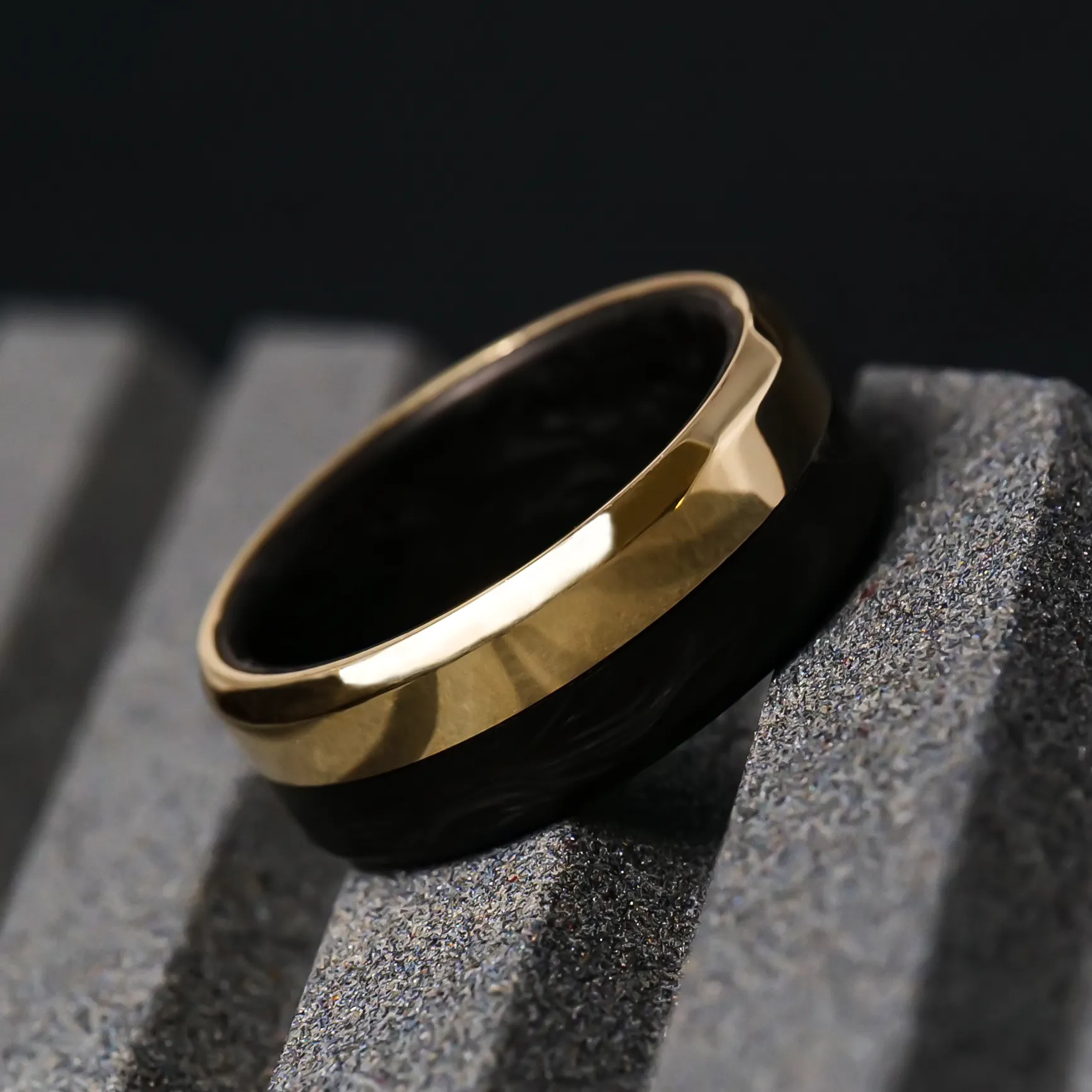 Gold and Forged Carbon Fiber Ring | Forged Carbon Fiber Liner