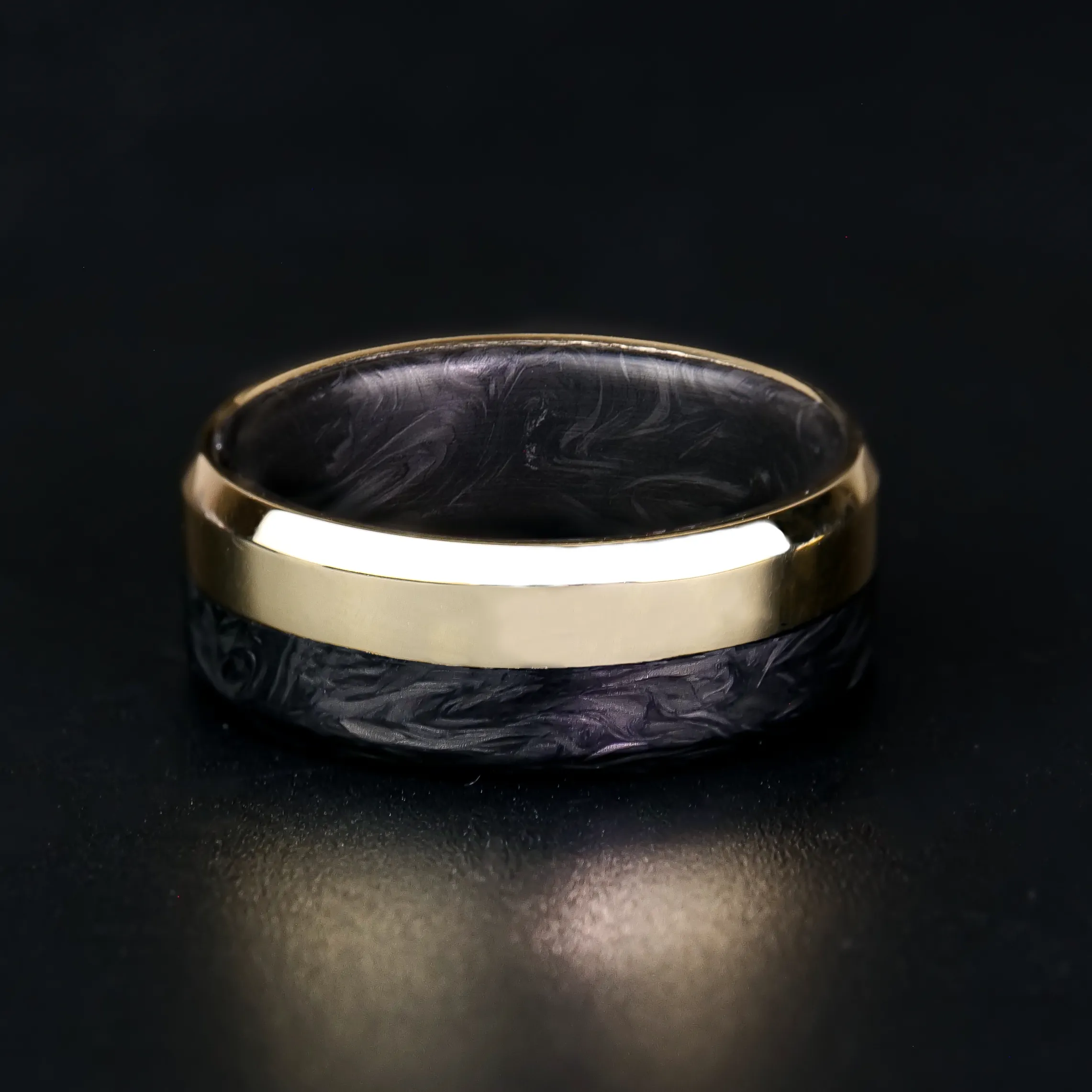 Gold and Forged Carbon Fiber Ring | Forged Carbon Fiber Liner