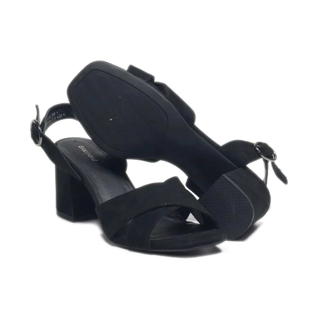 Graceland Mid-Heel Sandals Leather Black Colour For Women