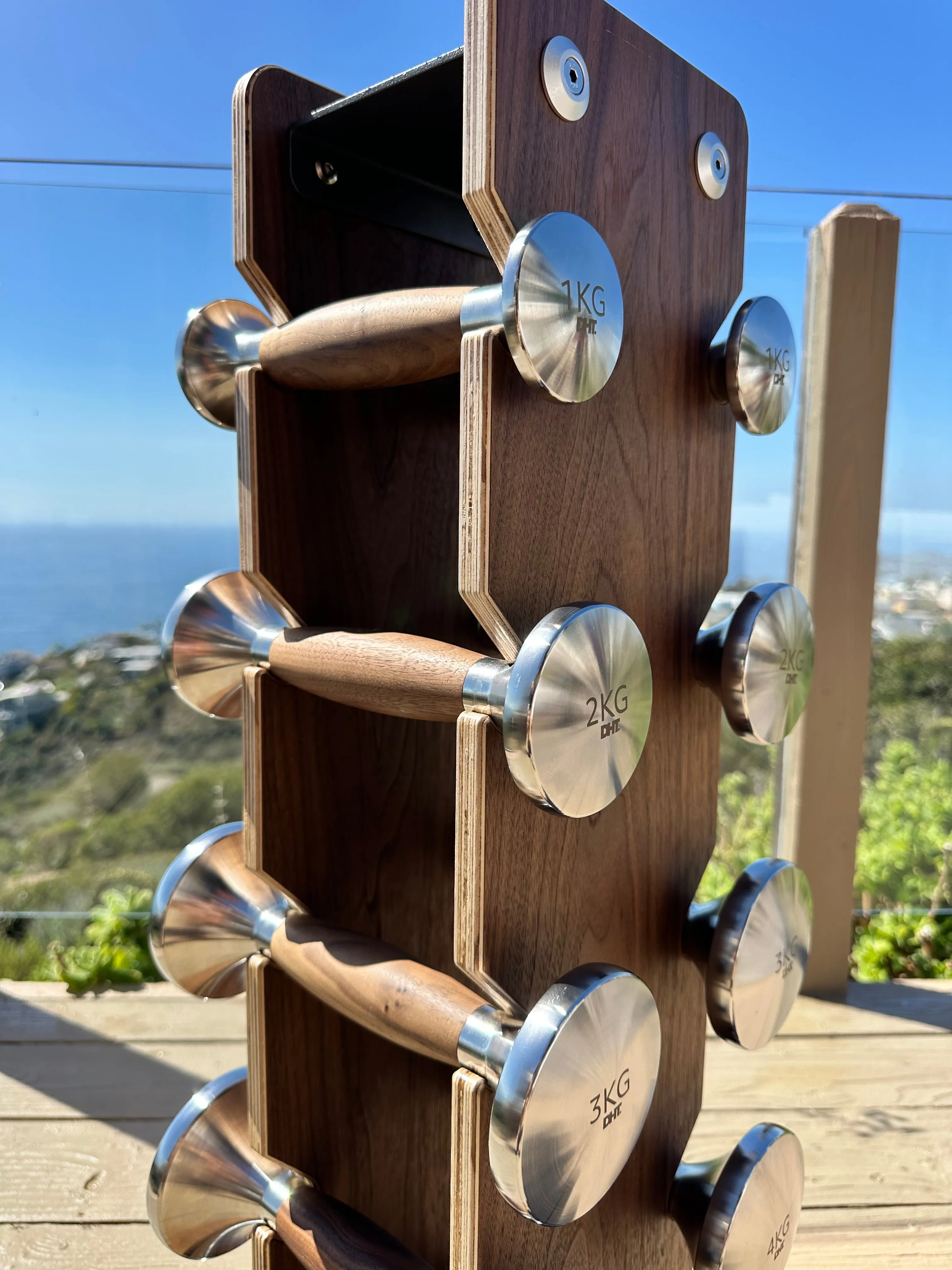 Luxury Wood Walnut Dumbbell Set 1, 2, 3, 4, 5 KG Pairs