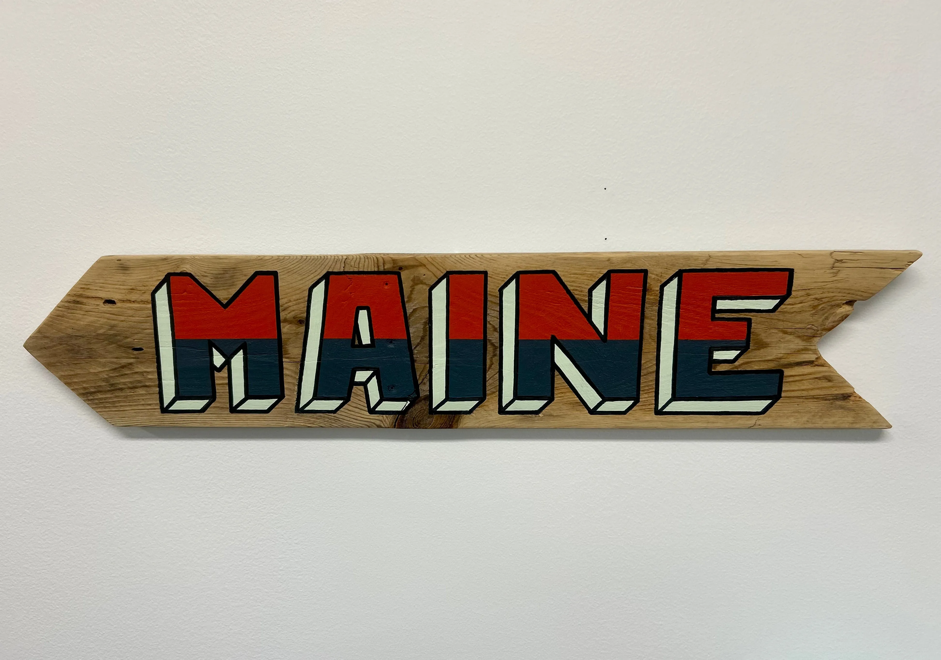 MAINE 2-Tone Pine Fence Sign by Pierce Smith