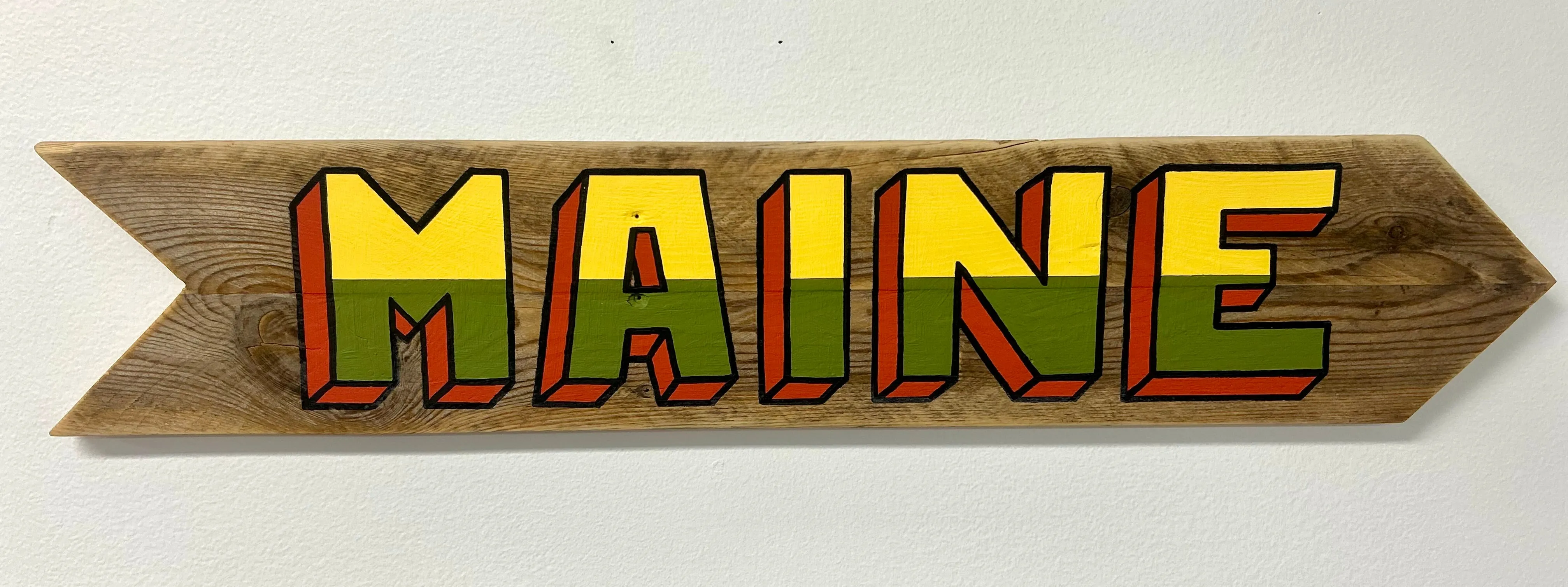 MAINE 2-Tone Pine Fence Sign by Pierce Smith