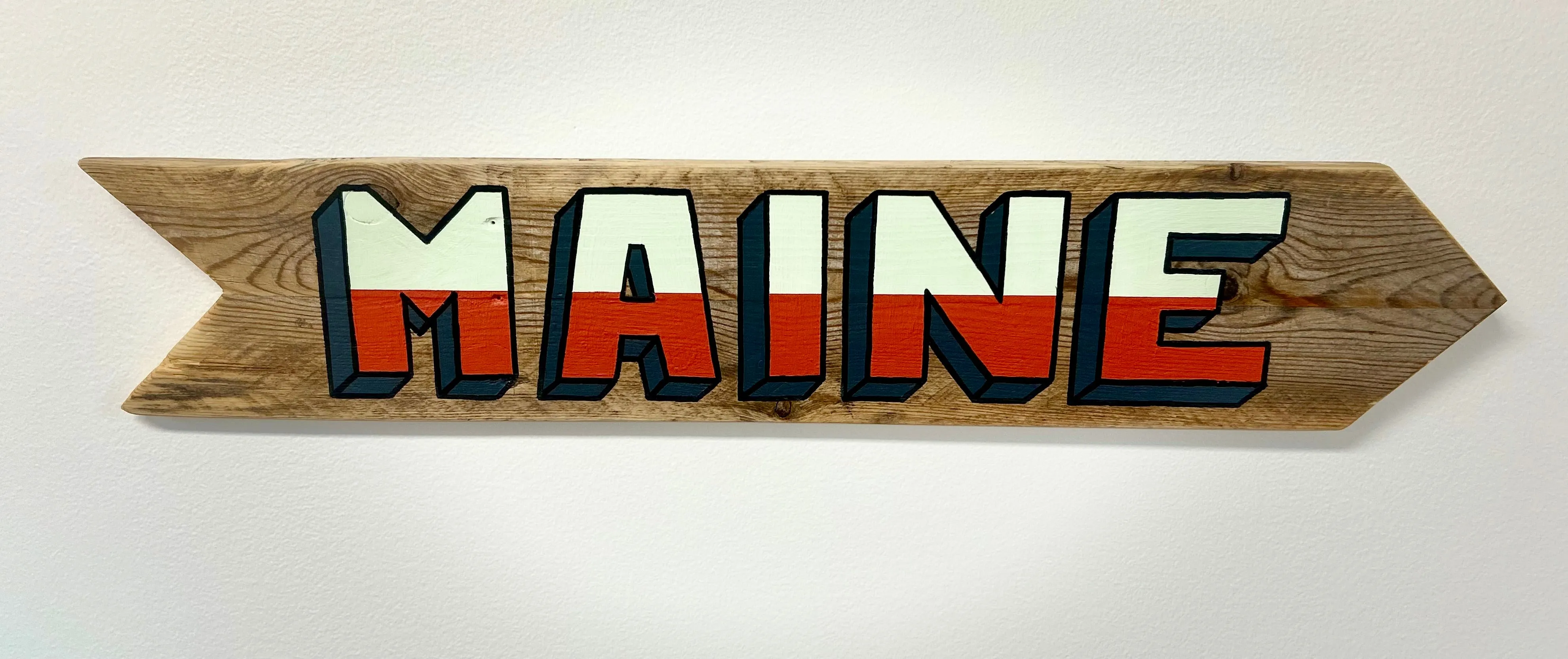 MAINE 2-Tone Pine Fence Sign by Pierce Smith