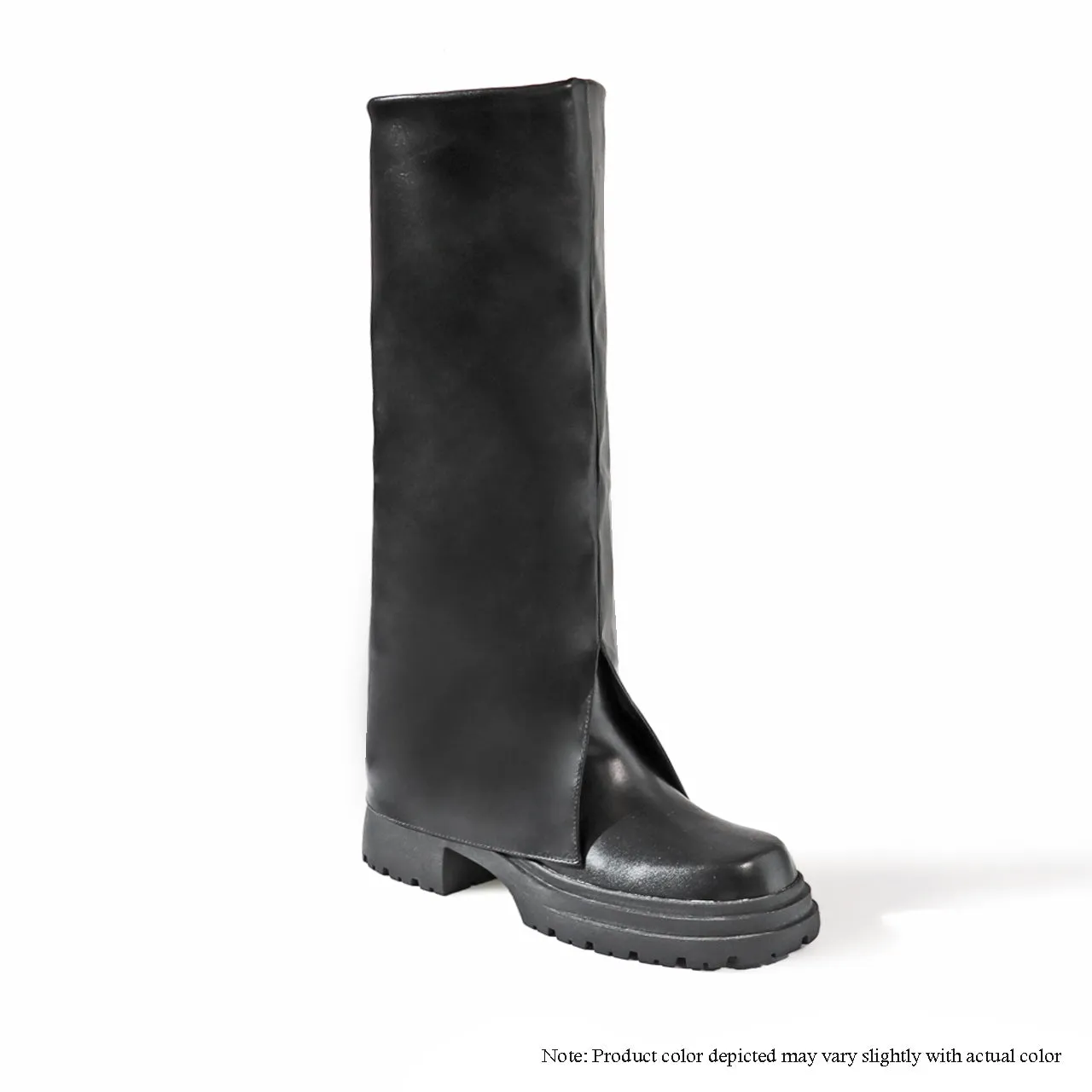 MCCRAY-1 ZIPPER BOOTS W/ FOLD UPPER - BLACK