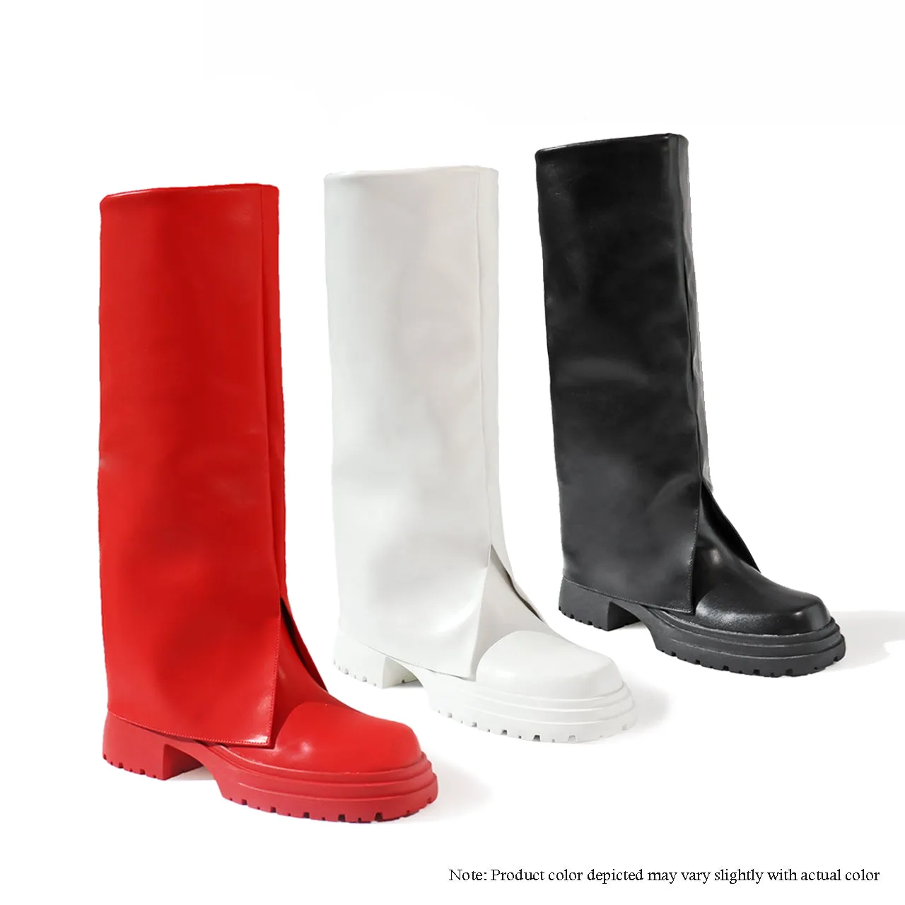 MCCRAY-1 ZIPPER BOOTS W/ FOLD UPPER - BLACK