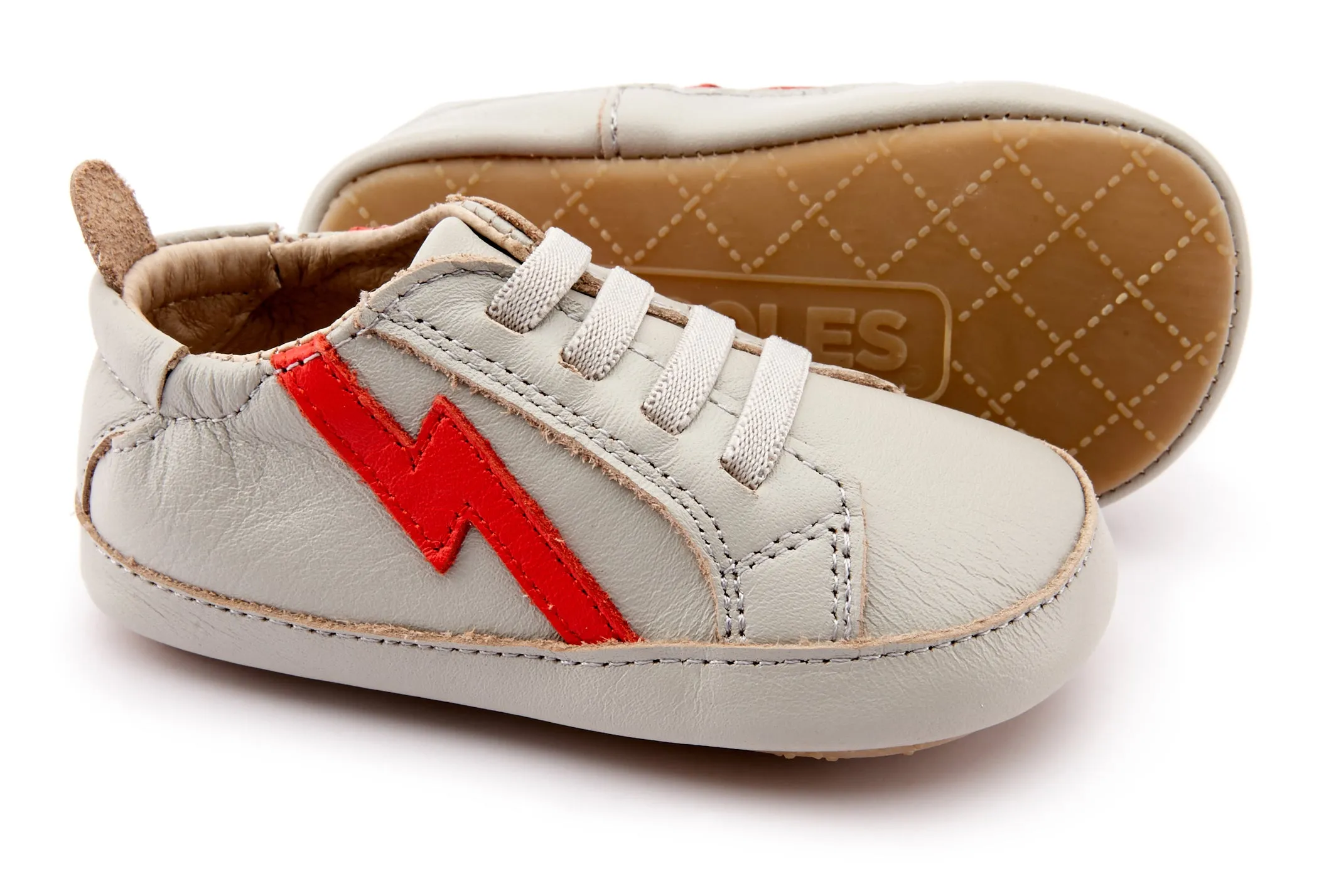 Old Soles Girl's 0042R Bolty Baby Sneakers - Gris/Bright Red
