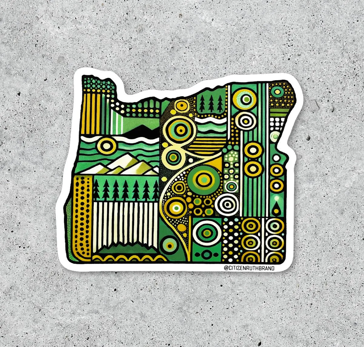 Oregon Green and Yellow vinyl sticker