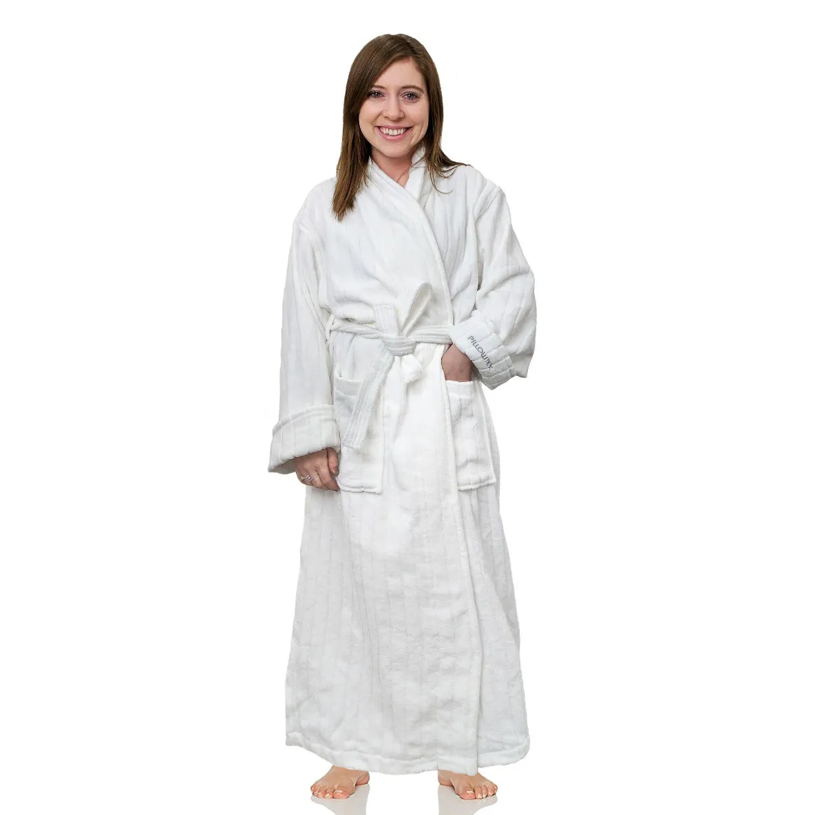 Pillowtex Hotel Robe | 100% Combed Cotton Velour Bathrobe