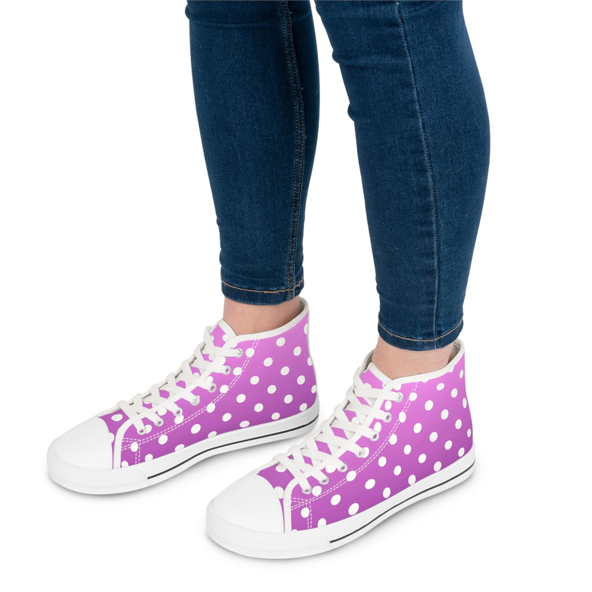 Polka Dot Pink High Top Sneakers für Damen – Stylisch & Fun