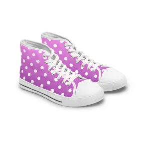 Polka Dot Pink High Top Sneakers für Damen – Stylisch & Fun