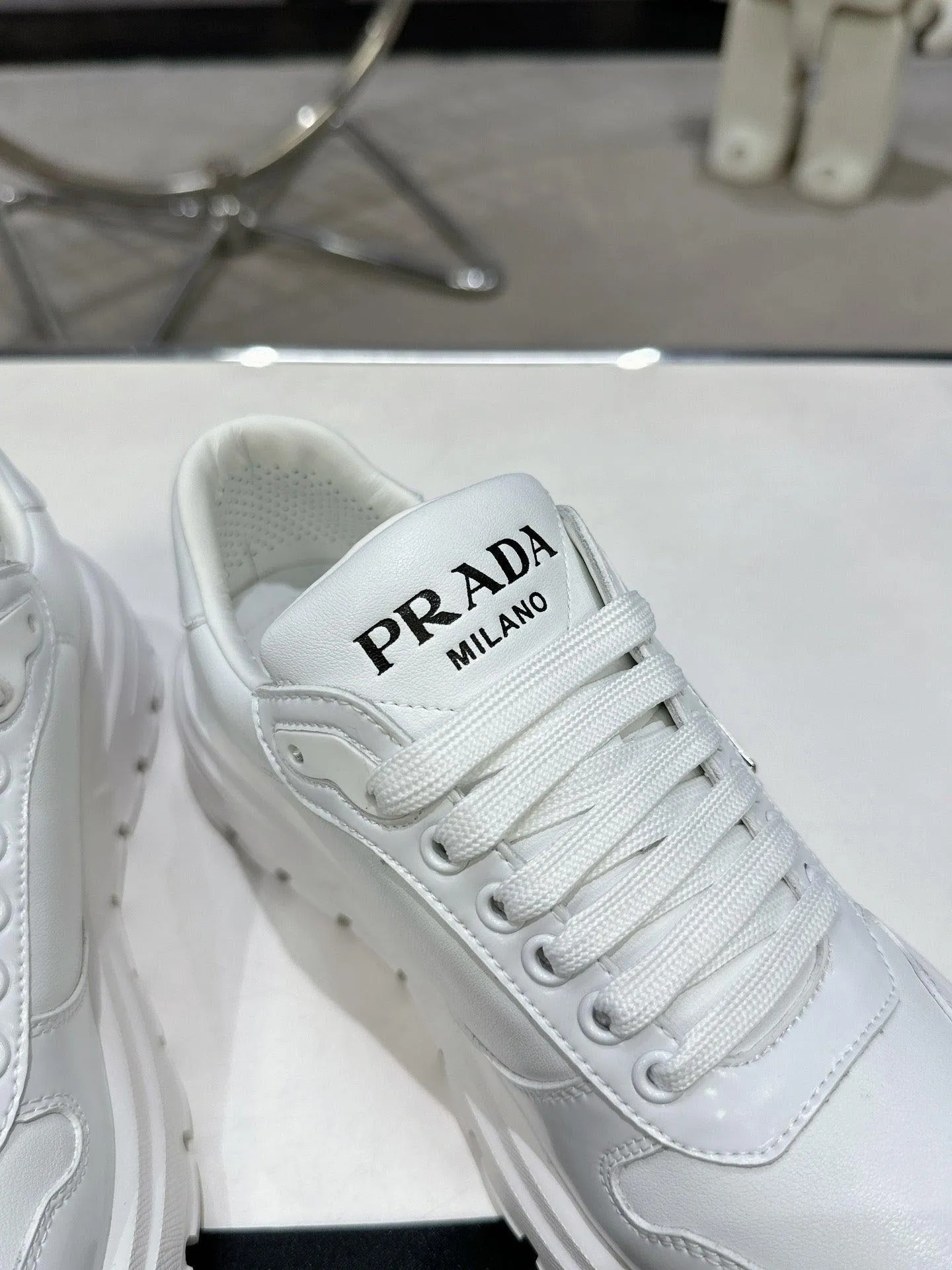 PRD Triangle Logo Leather Sneakers Triple White-046