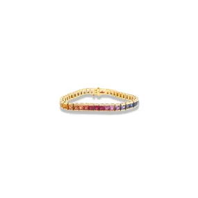 Princess Cut Rainbow Sapphire Tennis Bracelet