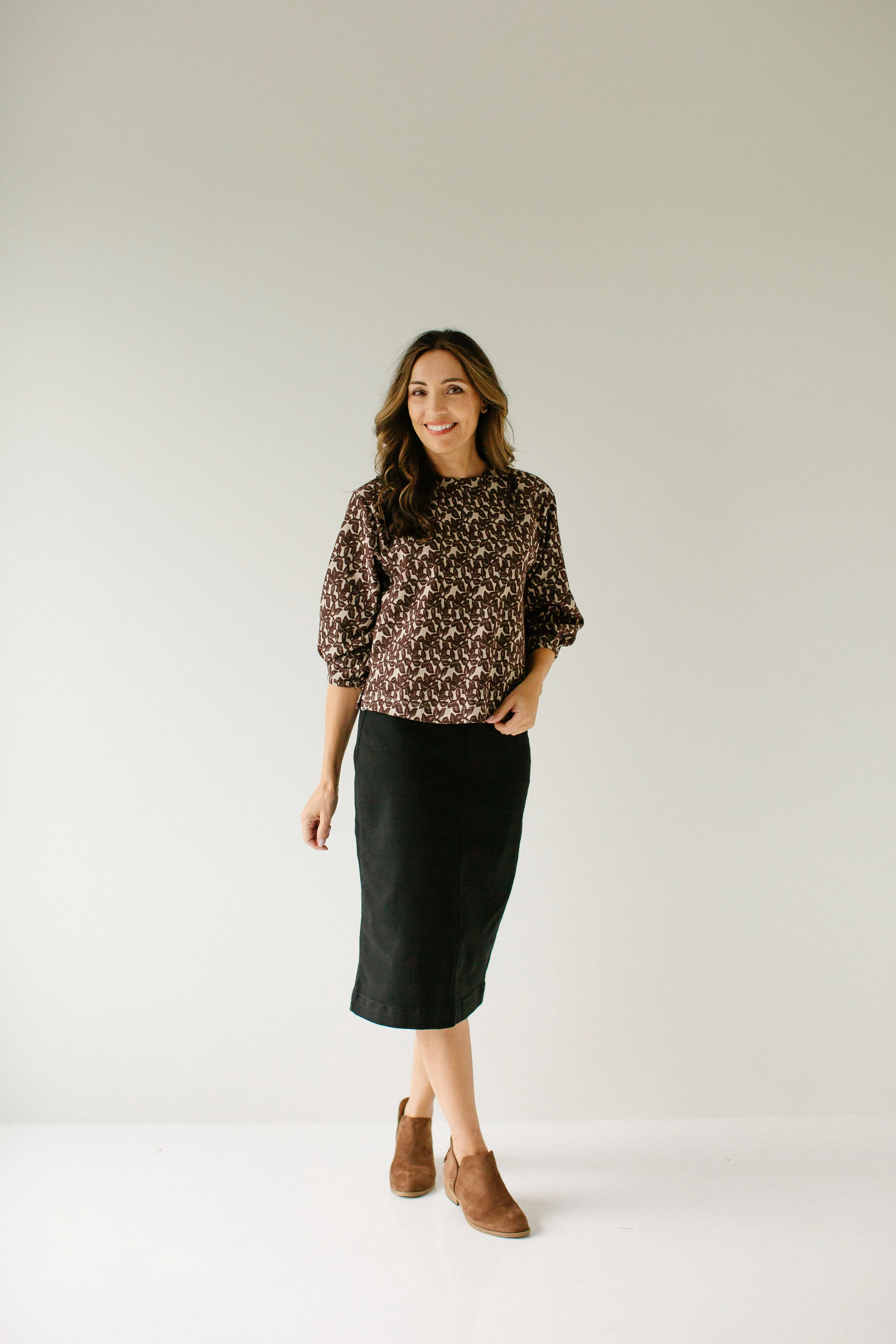 'Sara' Stretch Denim Skirt in Black