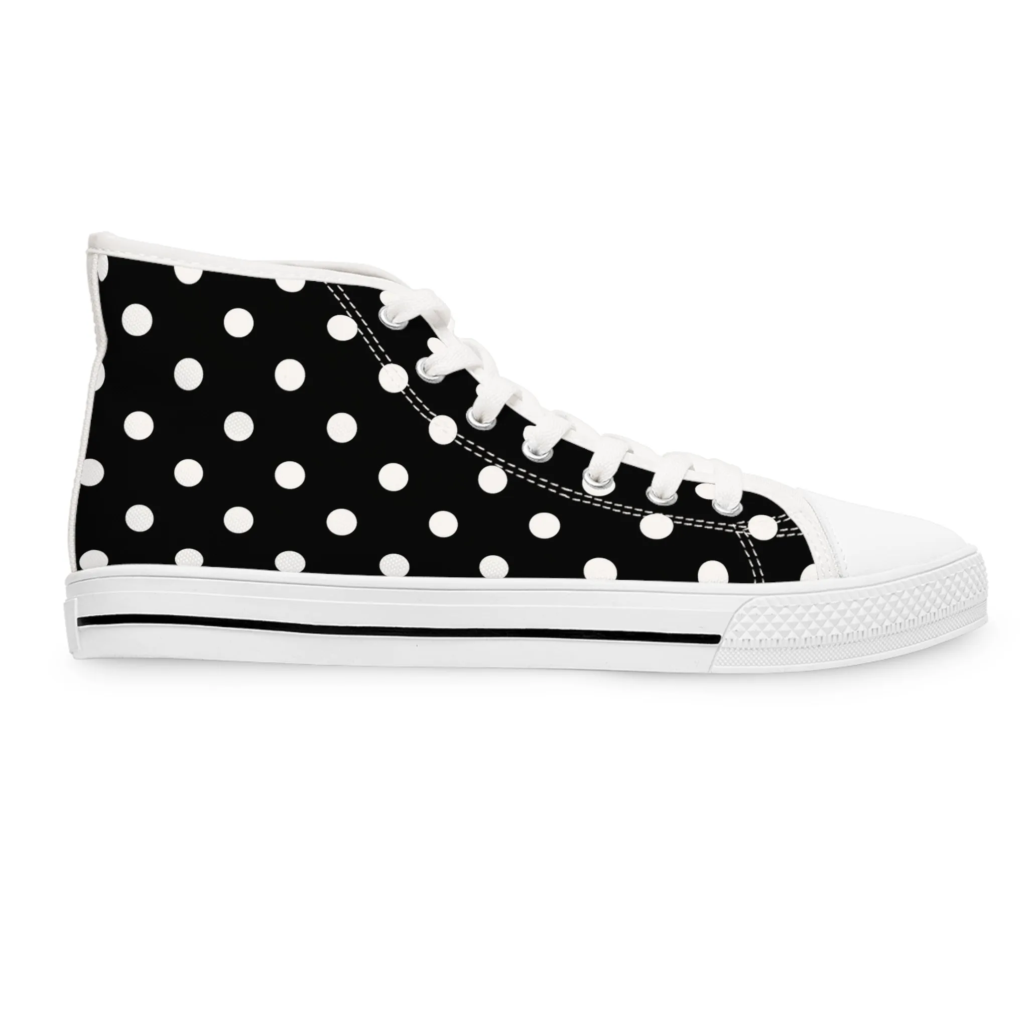 Schwarze High-Top-Sneaker mit Punkten für Damen – stylisch und witzig