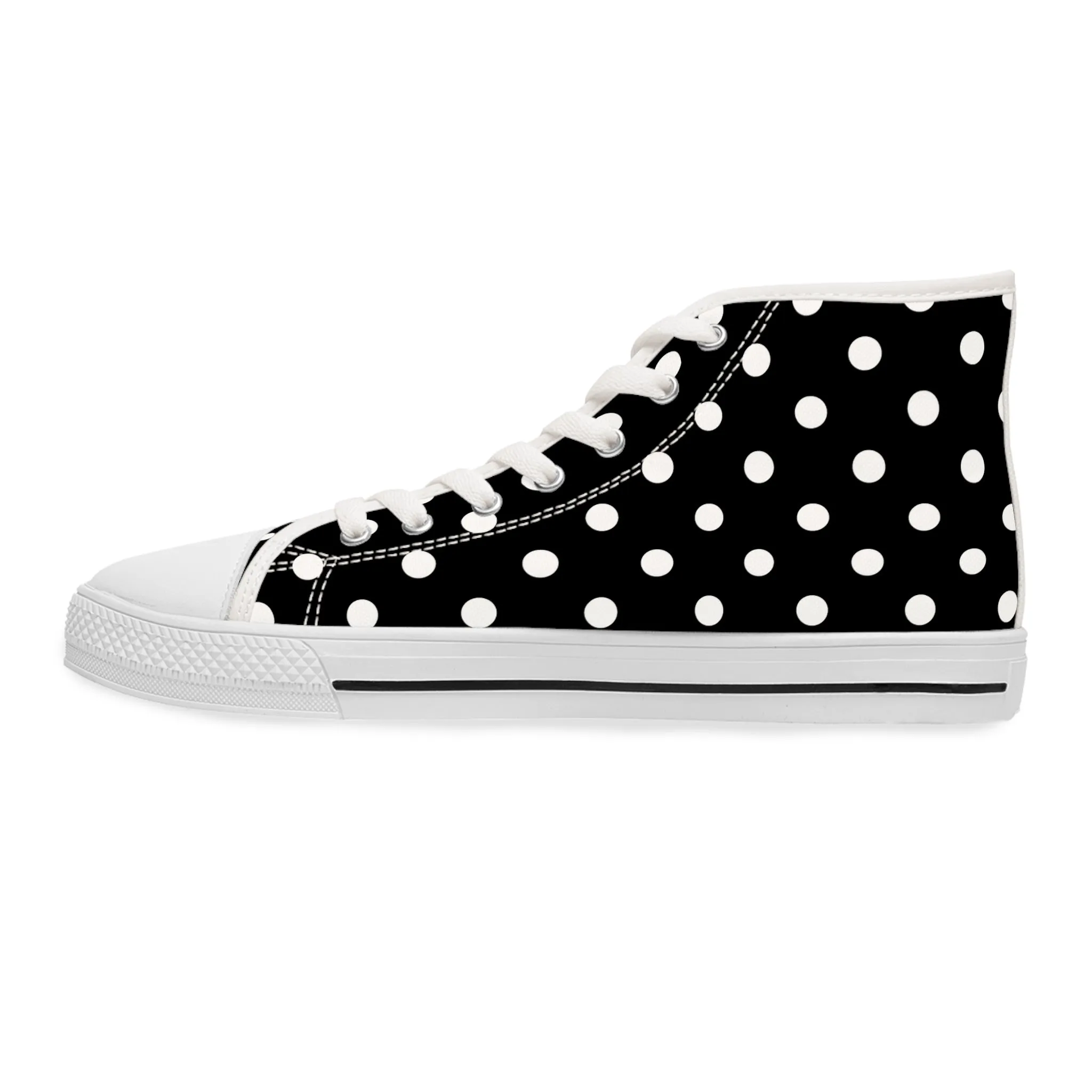 Schwarze High-Top-Sneaker mit Punkten für Damen – stylisch und witzig