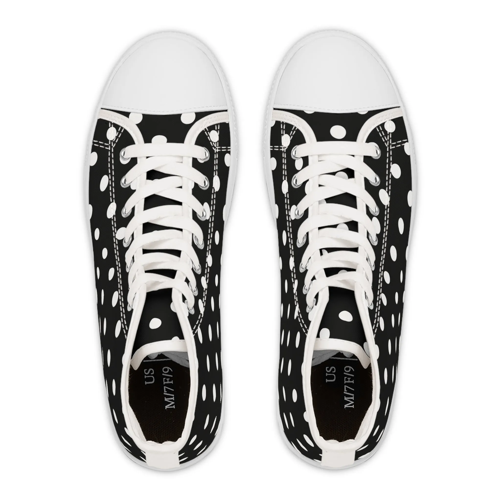 Schwarze High-Top-Sneaker mit Punkten für Damen – stylisch und witzig