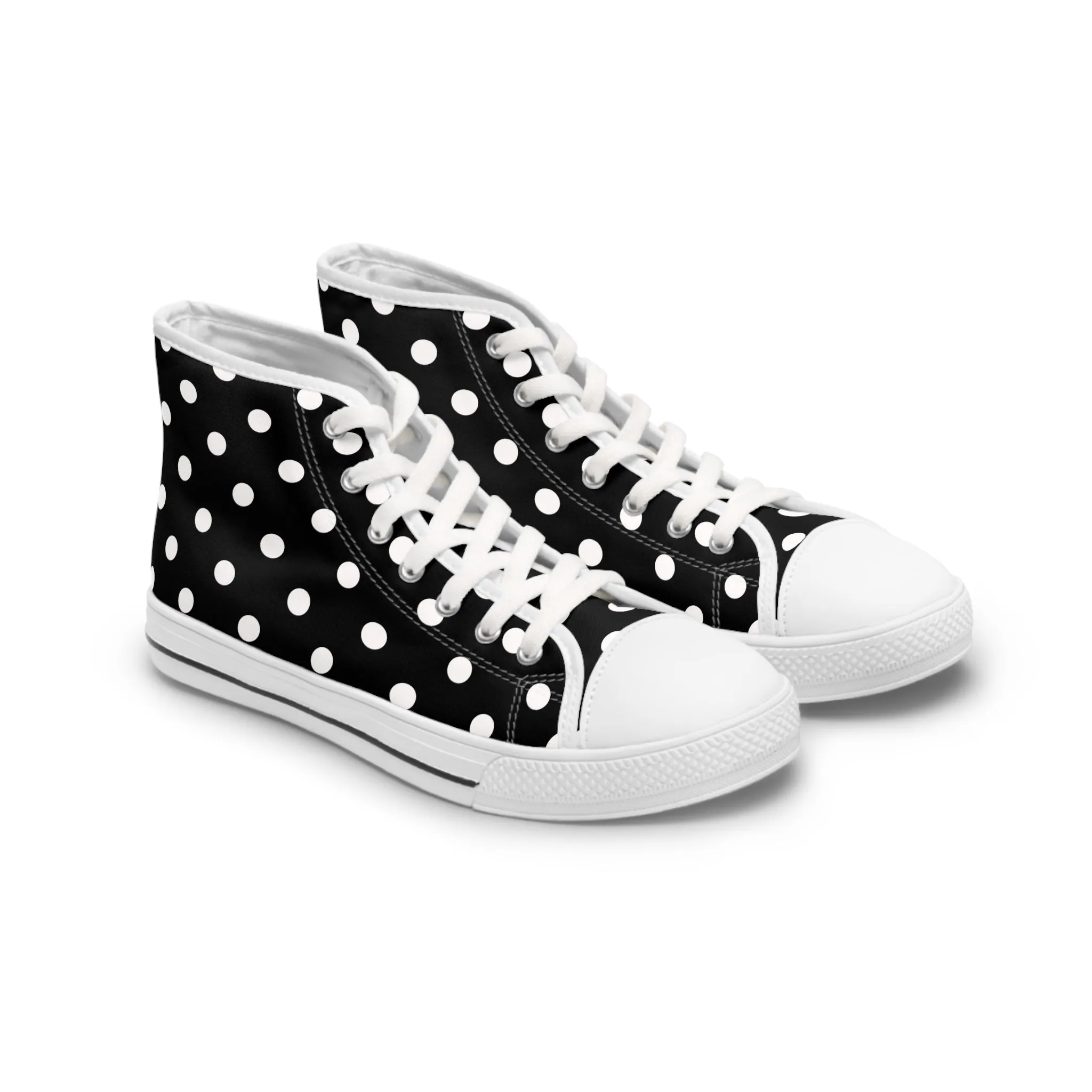 Schwarze High-Top-Sneaker mit Punkten für Damen – stylisch und witzig