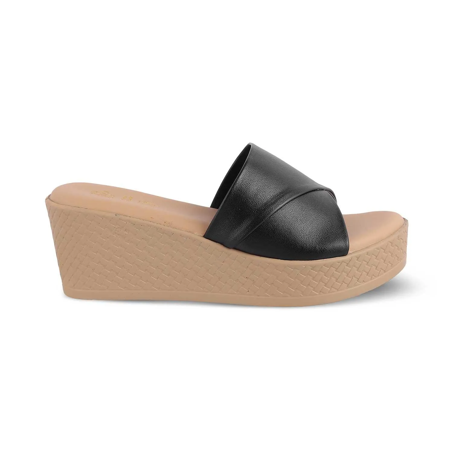 The Sedge Black Women's Casual Wedge Sandals Tresmode