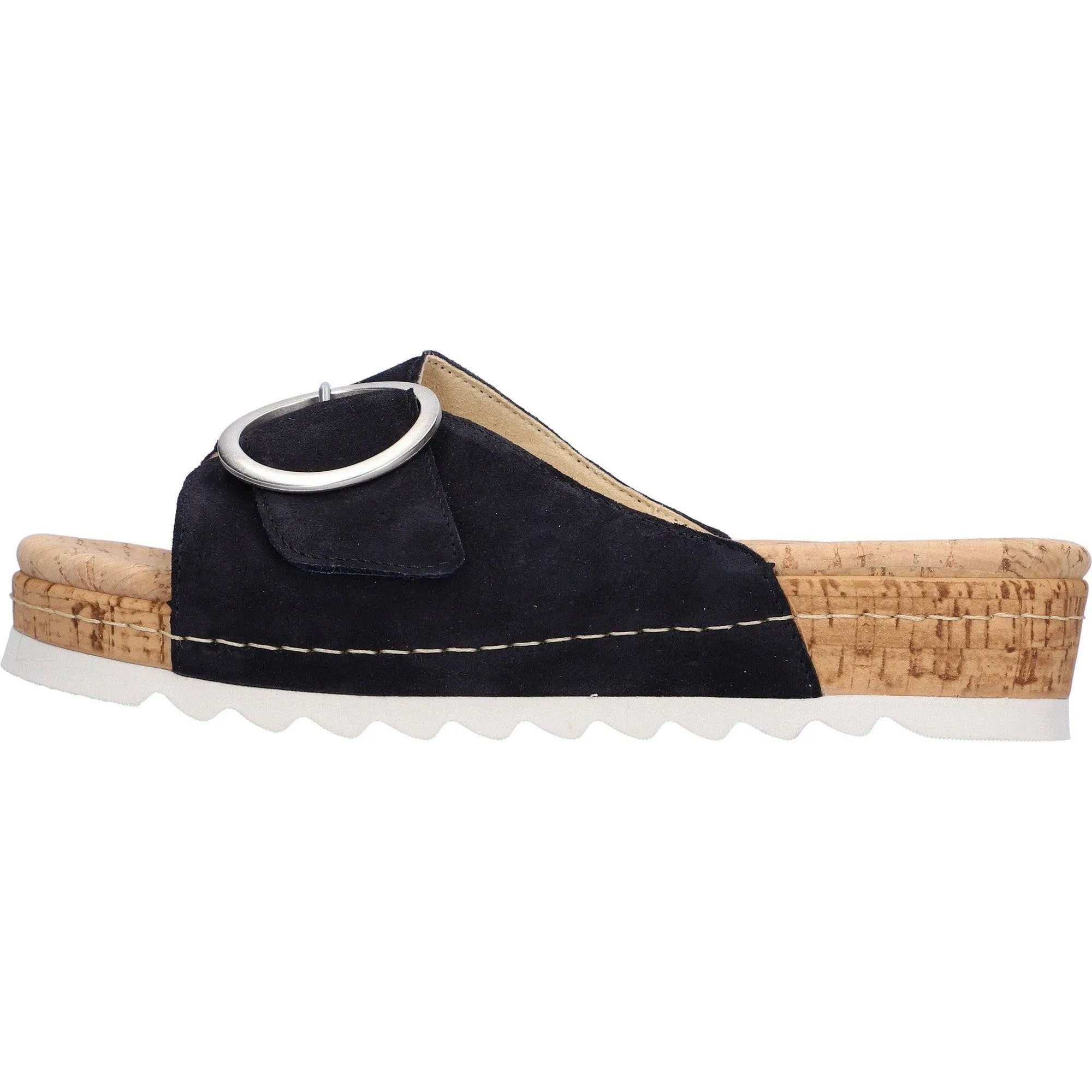 Waldlaufer 790502 195 194 H-Amelie Ladies Navy Blue Suede Arch Support Slip On Sandals