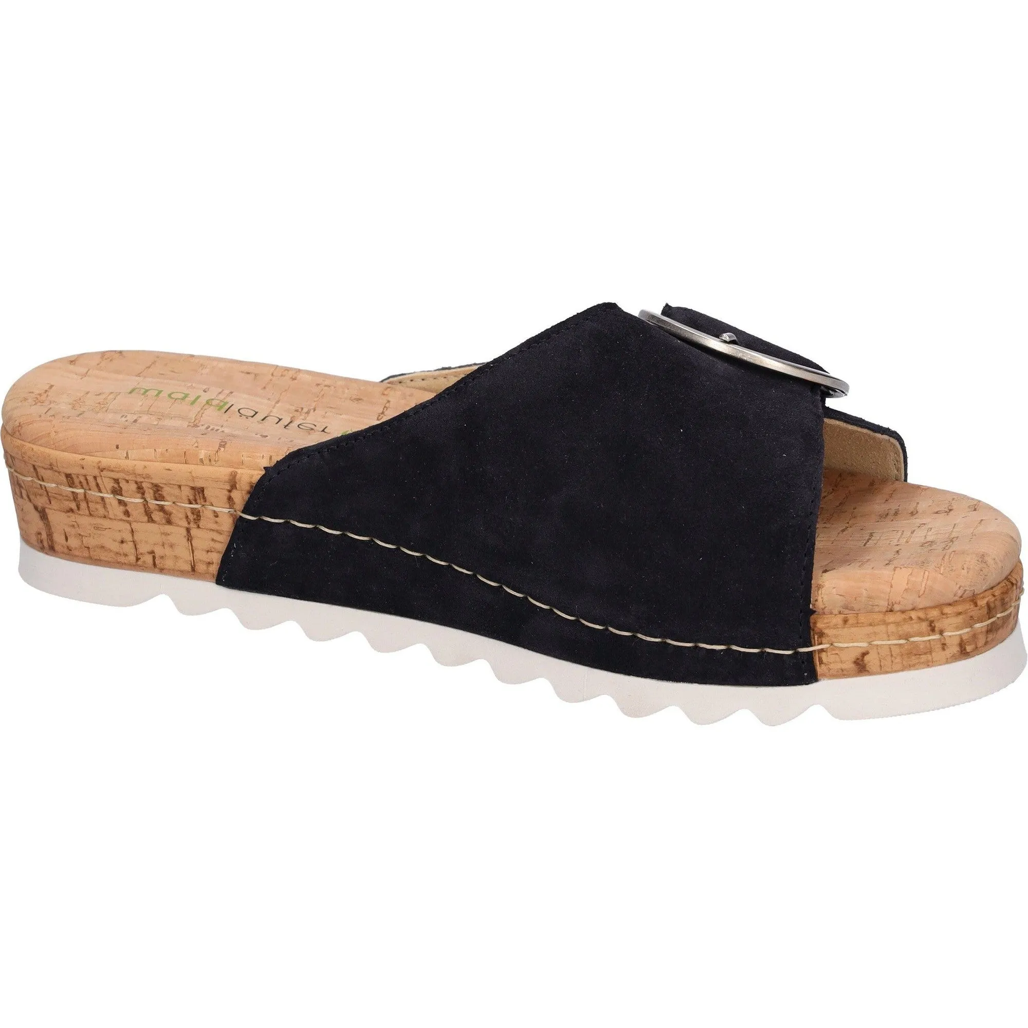 Waldlaufer 790502 195 194 H-Amelie Ladies Navy Blue Suede Arch Support Slip On Sandals